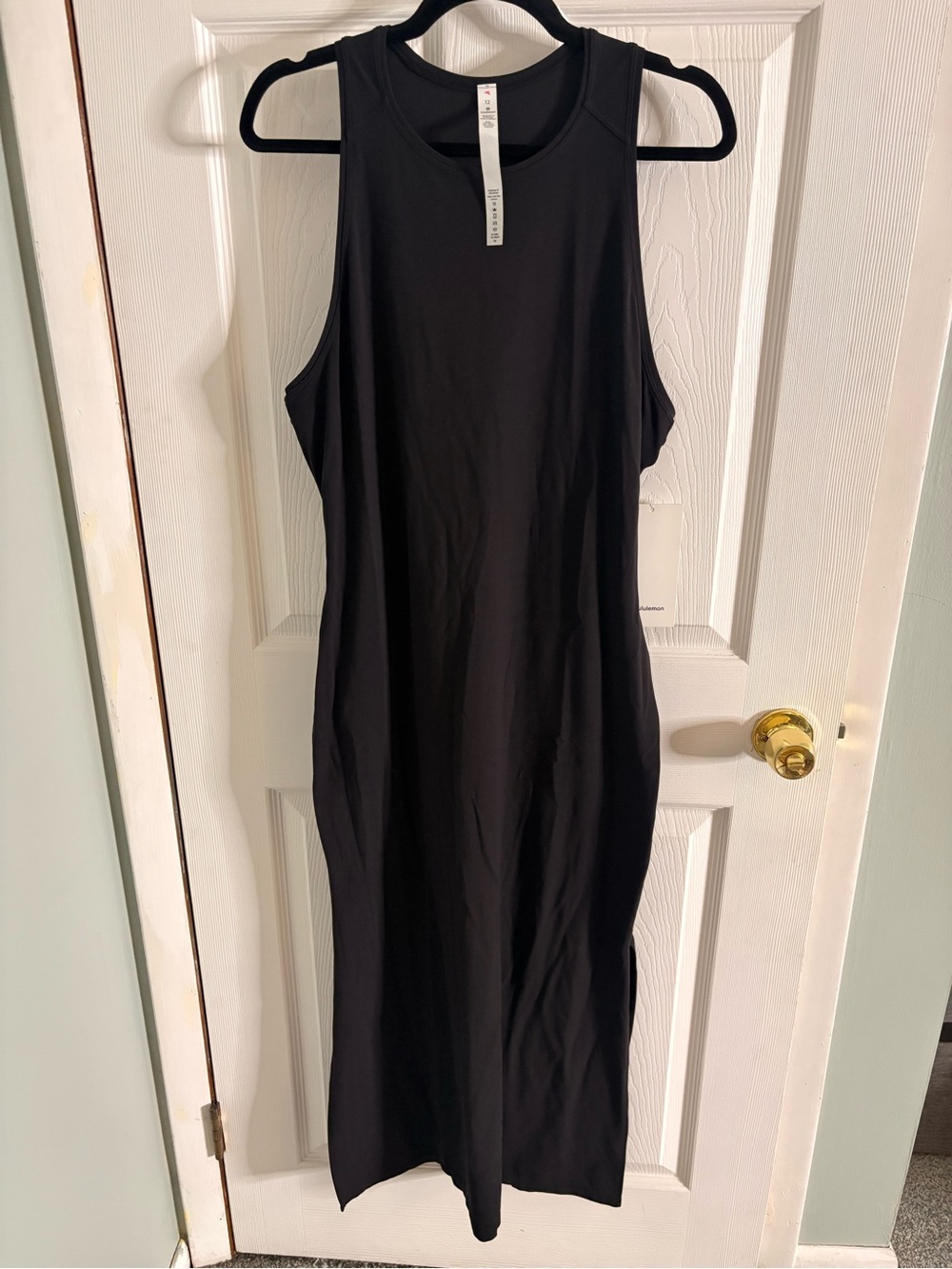 NWT Lululemon Get Going Nulu Dress Black Sleeveless Racerback Size 12